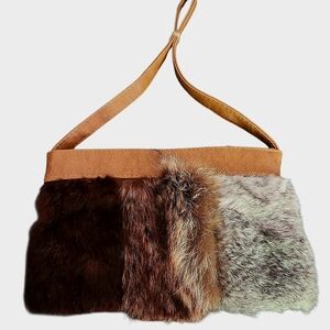 Elegant Brown and Grey Fur Women's Bag